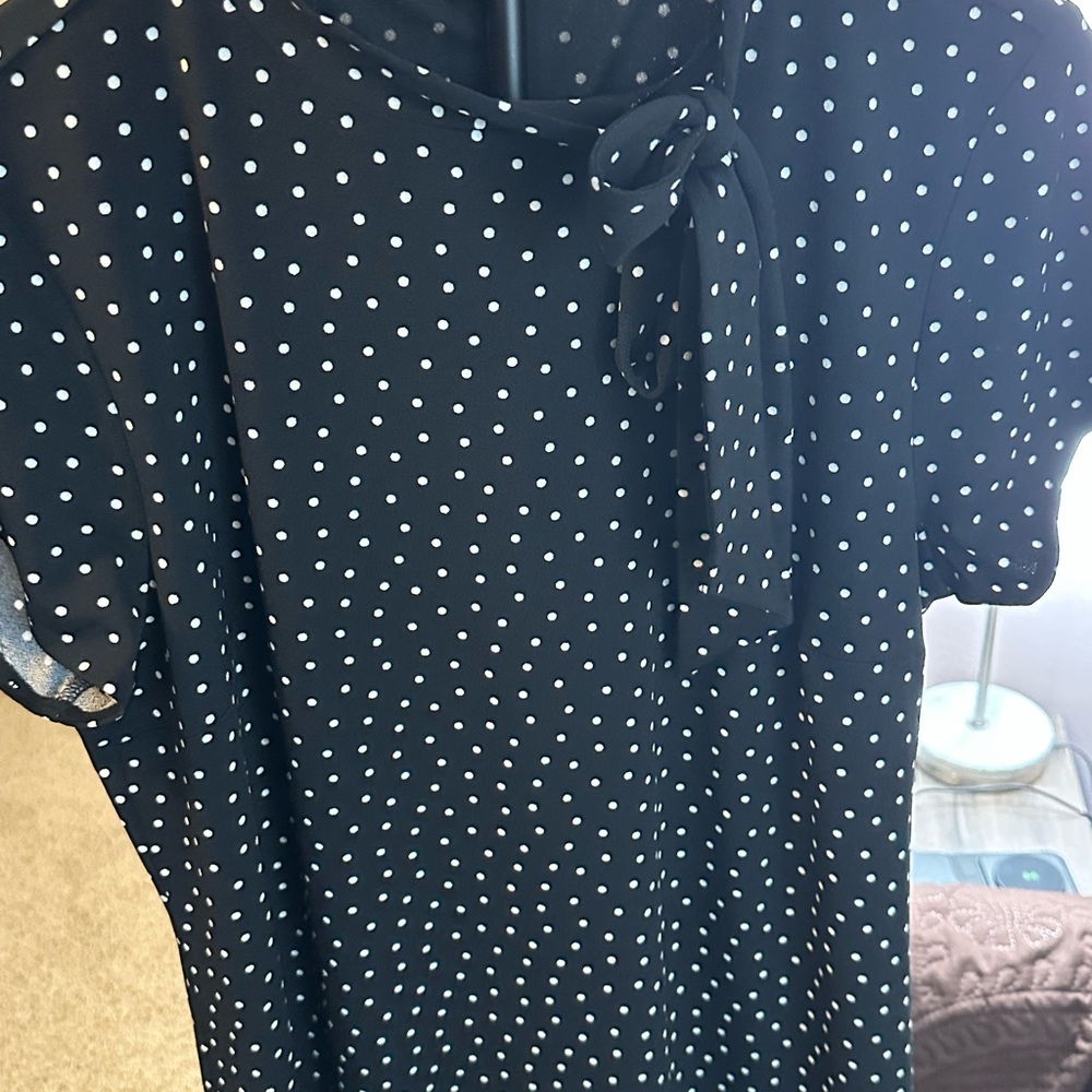 Ann Taylor Factory  Black Dress with White Polka Dots